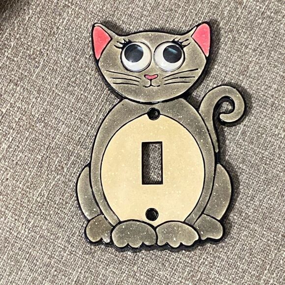 Claire’s Glitter Cat Kitty Cat Light Switch Plate Cover Single Switch No Screws - Picture 1 of 7